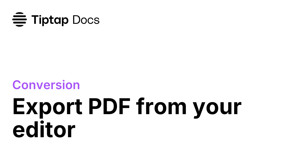 Export PDF | Tiptap Conversion